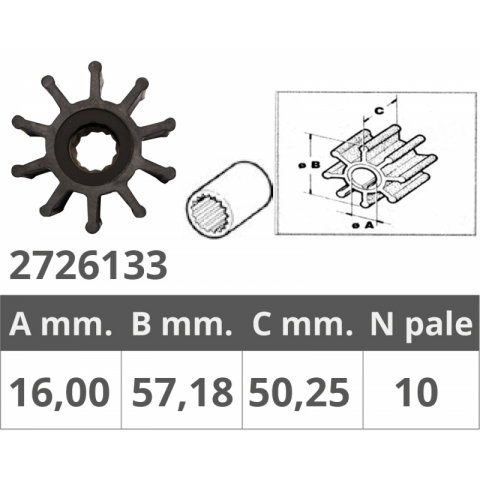 IMPELLER UNIVERSAL συμβατό με Jabsco: 18777-0001 + Volvo: 834794/876120