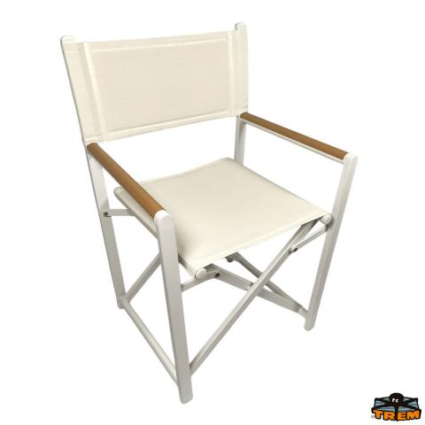 TREM Deco ΚΑΡΕΚΛΑ MARINE ΑΛΟΥΜΙΝΙΟΥ ΛΕΥΚΗ ΠΤΥΣΣΟΜΕΝΗ με ΥΦΑΣΜΑ ΛΕΥΚΟ και ΧΕΡΟΥΛΙΑ ξυλινα